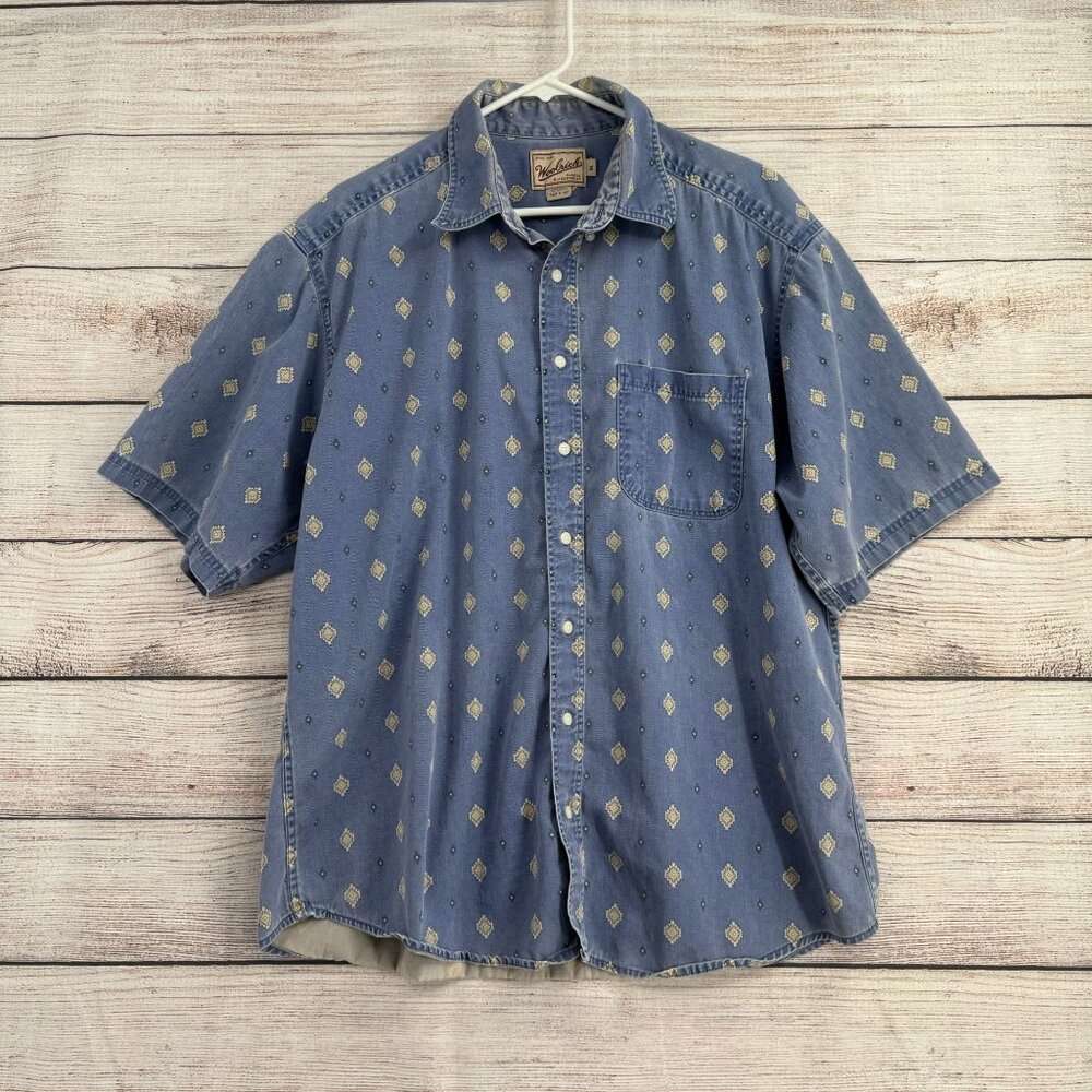 Woolrich Blue Button Down Shirt with Pattern